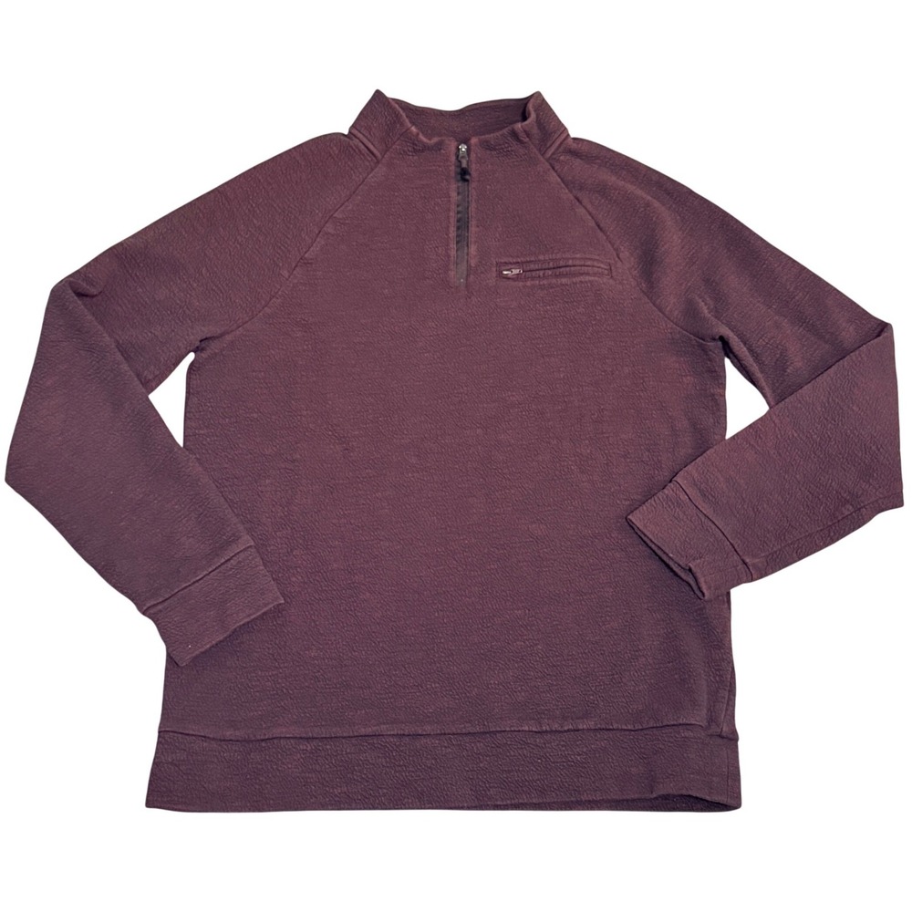 Marc Anthony Slim Fit Quarter Zip Pullover Textured Pocket Burgundy Medium Mens